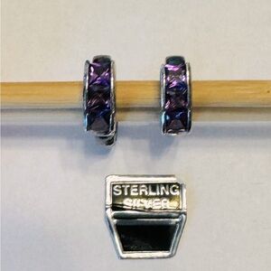 New Sterling Silver Synthetic Amethyst Earrings